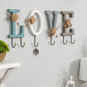 Крючки для одежды декоративные "Love", буква с крючком 26 х 12 см