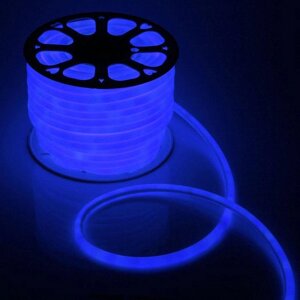 Гибкий неон Luazon Lighting 16 мм круглый, IP65, 50 м, SMD2835, 120 LED/м, 220 В, свечение синее