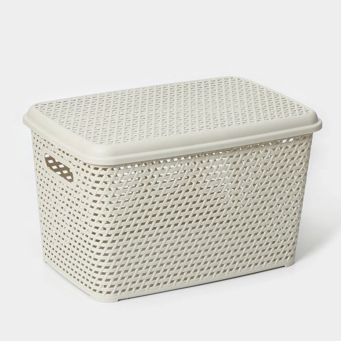 Ящик для хранения с крышкой «Ротанг», 23 л, 453026,5 см, цвет белый - сравнение