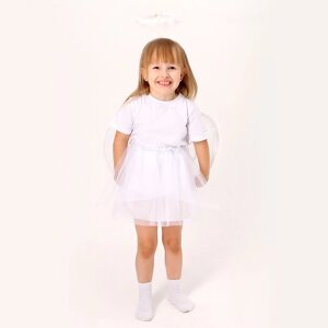 Карнавальный набор «Ангелочек»: футболка, юбка, крылья, ободок, термонаклейка, рост 98–110 см