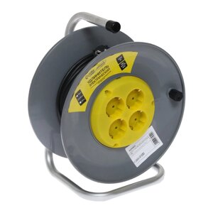 Удлинитель на катушке Luazon Lighting ECO, 4 розетки, 20 м, 10 А, ПВС 3х0.75 мм2, с з/к, IP20