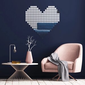 Наклейки интерьерные "Сердечки", зеркальные, декор на стену, 261 эл, размер эл 2 х 2 см