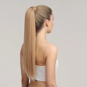 Хвост накладной, прямой волос, на резинке, 60 см, 100 гр, цвет блонд (#SHT24)