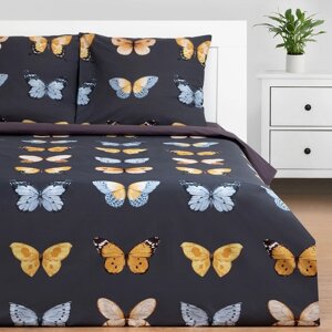 Постельное бельё Этель 1.5 сп Butterfly dance 143х215 см,150х214 см, 70х70 см 2 шт, поплин