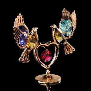 Сувенир «Голуби на сердце», 39,58 см, с кристаллами