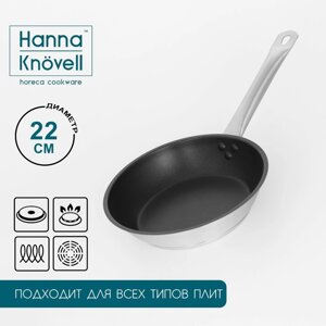 Сковорода из нержавеющей стали Hanna Knövell, d=22 см, h=5,5 см, толщина стенки 0,6 мм, длина ручки 21,5 см,
