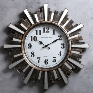 Часы настенные, серия: Интерьер, "Лучики Солнца", d-58 см, коричневые