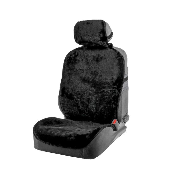 Накидка на сиденье, натуральная шерсть, 145х55 см, черная - доставка