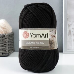 Пряжа "Shetland Chunky" 50% акрил, 50% шерсть 150м/100гр (602 чёрный)