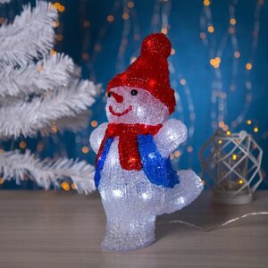 Светодиодная фигура «Снеговик-фигурист» 20 29 17 см, акрил, 24 LED, 220 В, свечение белое