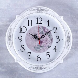 Часы настенные, серия: Классика, "Баконг", плавный ход, d=40 см, белое серебро