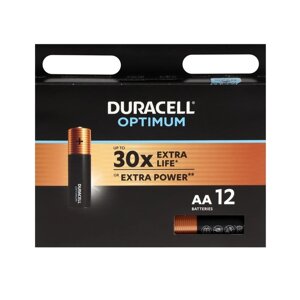 Батарейка алкалиновая Duracell OPTIMUM, AA, LR6-12BL, 1.5В, блистер, 12 шт.