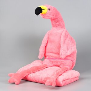 Мягкая игрушка «Фламинго» с пледом, 95 см, цвет розовый