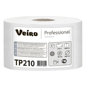 Туалетная бумага для диспенсера Veiro Professional Comfort TP210 с ЦВ, 2 слоя, 215 метров (1000 листов) (комплект из 6