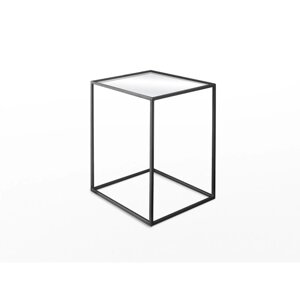 Стол журнальный «Куб», 310х310х430, металл, матовое стекло, чёрный