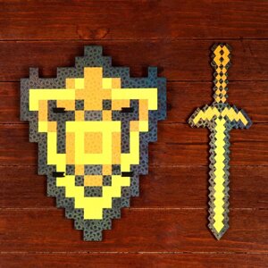 Набор деревянных сувениров "Золотое оружие" щит, меч