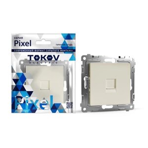 Розетка компьютерная одноместная TOKOV ELECTRIC "Pixel" RJ45 кат. 5E механизм Бежевый TKE-PX-RC1-C02