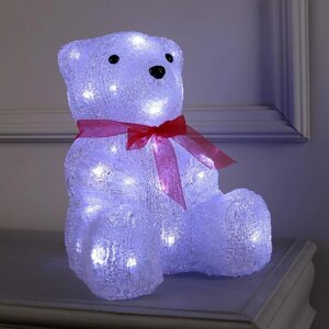 Светодиодная фигура «Медведь с бантом» 22 30 20 см, акрил, 40 LED, 220 В, свечение белое