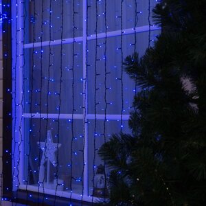 Гирлянда «Занавес» 2 6 м, IP44, УМС, тёмная нить, 1440 LED, свечение синее, 220 В
