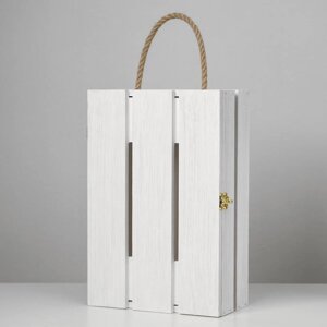 Подарочный ящик 302010 см деревянный с откидной крышкой, с замком, ручка, белый