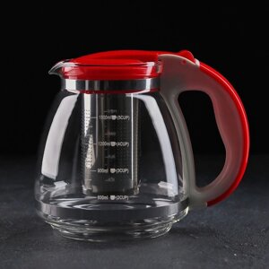 Чайник стеклянный заварочный, 1,5 л, с металлическим ситом, цвет МИКС