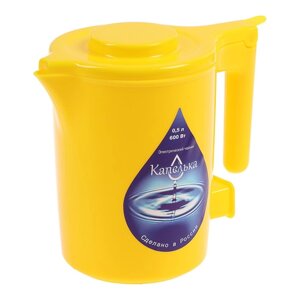 Чайник электрический "Капелька", пластик, 0.5 л, 600 Вт, желтый