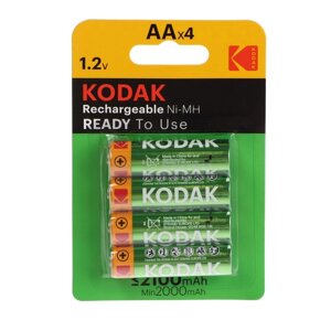 Аккумулятор Kodak, Ni-Mh, AA, HR6-4BL, 2100 мАч, блистер, 4 шт.