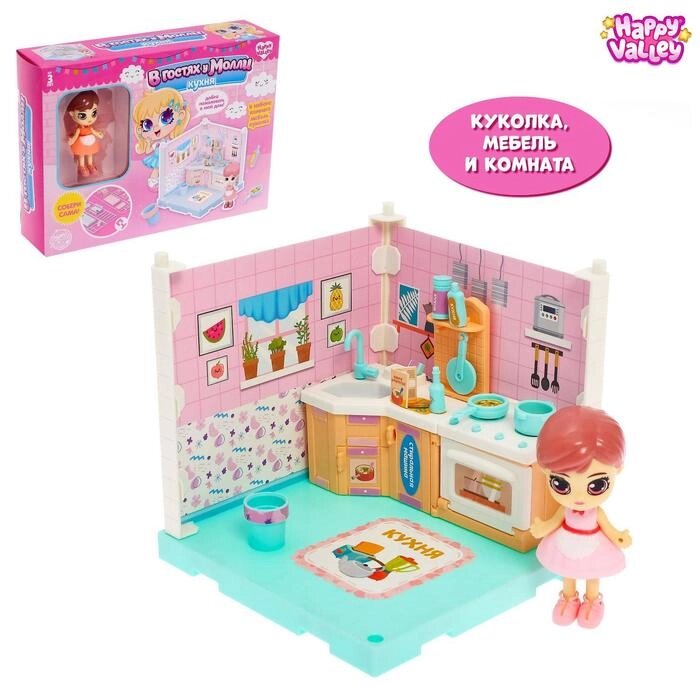 Пластиковый домик для кукол «В гостях у Молли» кухня, с куклой и аксессуарами от компании Интернет - магазин Flap - фото 1