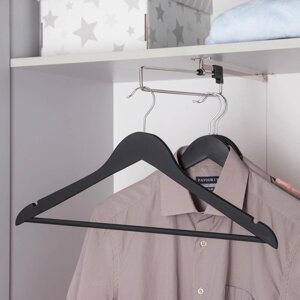 Плечики - вешалки для одежды деревянные с перекладиной LaDоm Soft-Touch, 44,51,223 см, 3 шт, цвет чёрный