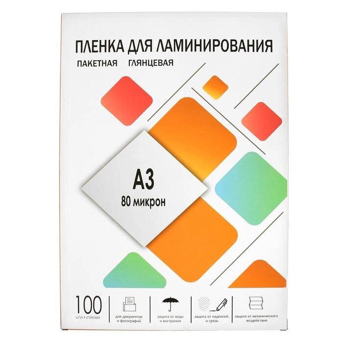 Пленка для ламинирования A3 303х426 мм, 80 мкм, 100 штук, глянцевые, Гелеос от компании Интернет - магазин Flap - фото 1