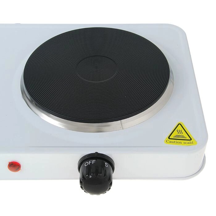 Плитка электрическая Luazon LHP-005, 2 конфорки, 2000 Вт, нагреватель диск, белая от компании Интернет - магазин Flap - фото 1