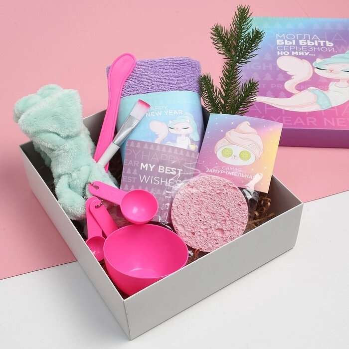 Подарочный набор Этель «Мяу»: полотенце и аксессуары от компании Интернет - магазин Flap - фото 1