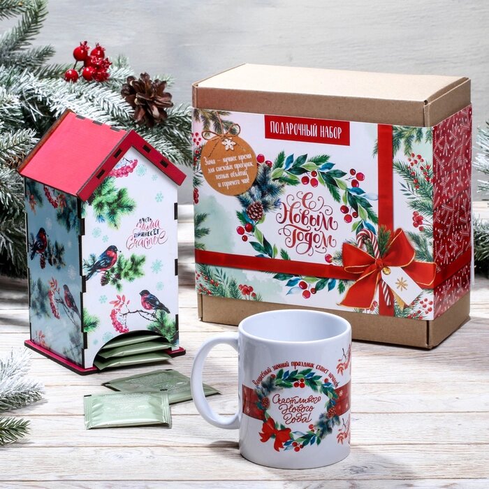Подарочный набор на Новый Год: чайный домик и кружка «С новым годом» от компании Интернет - магазин Flap - фото 1