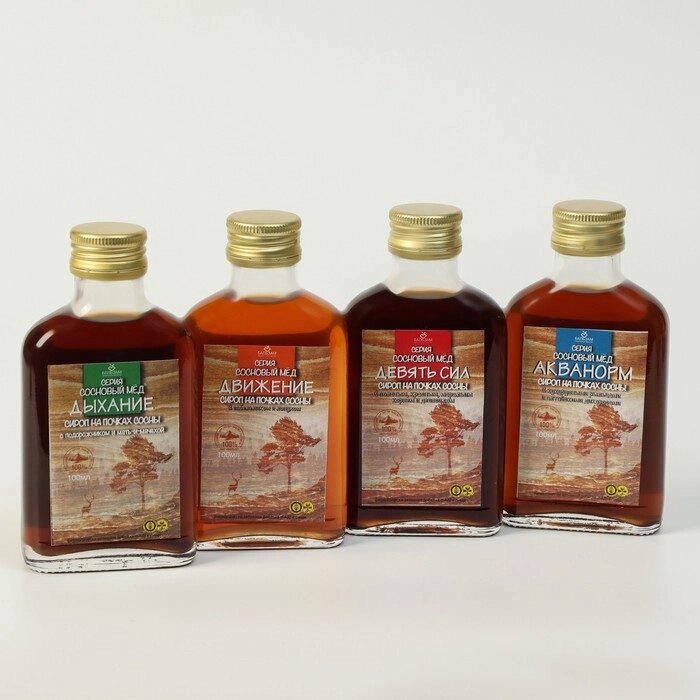 Подарочный набор сиропов Сосновый мёд, 4 шт. по 100 мл от компании Интернет - магазин Flap - фото 1