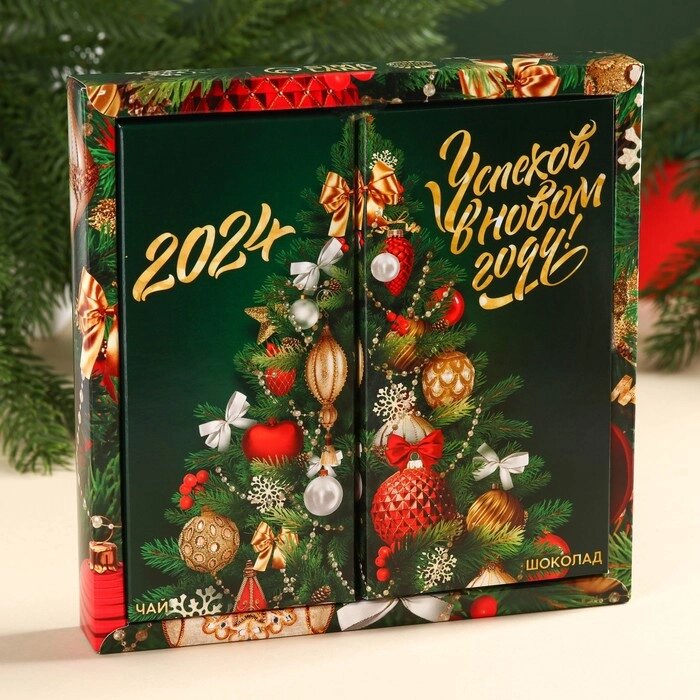 Подарочный набор «Успехов в Новом году»: чай чёрный 50 г., молочный шоколад 70 г. от компании Интернет - магазин Flap - фото 1