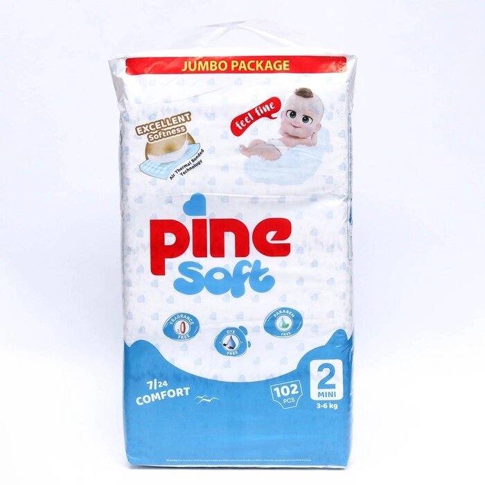 Подгузники детские Pine Soft 2 Mini (3 - 6 kg), 102 шт от компании Интернет - магазин Flap - фото 1
