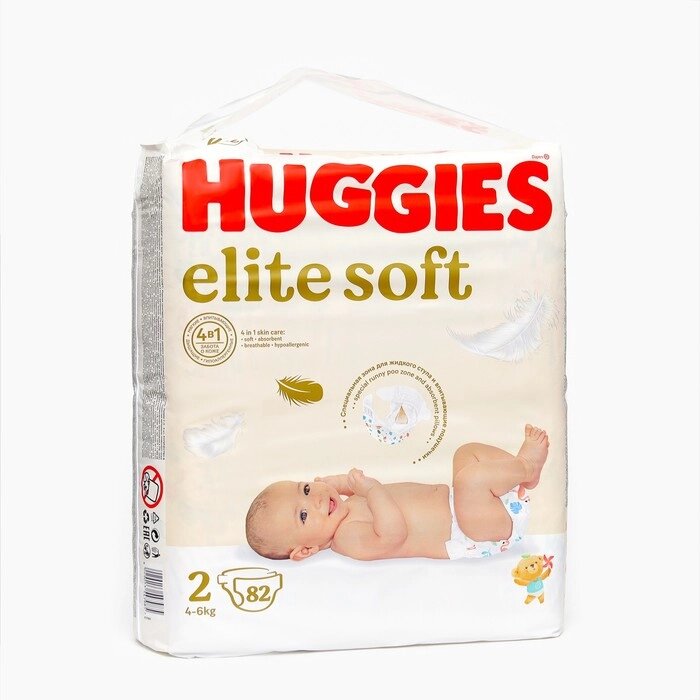 Подгузники "Huggies" Elite Soft 2, 4-6кг, 82 шт от компании Интернет - магазин Flap - фото 1