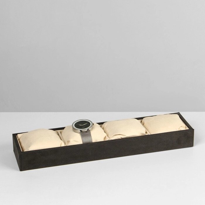Подставка для часов, браслетов, флок, 4 места, 3383,5 см, цвет серо-бежевый от компании Интернет - магазин Flap - фото 1