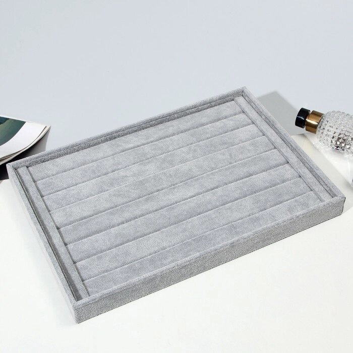 Подставка для колец 7 полос, флок, 35243 см, цвет серый от компании Интернет - магазин Flap - фото 1
