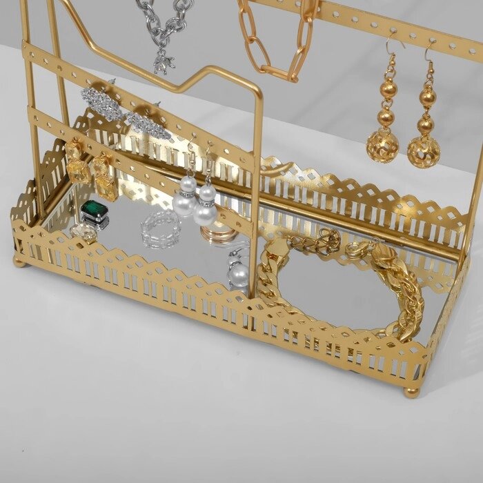Подставка для украшений с местом для хранения «Рамка», 26,52310 см, цвет золото от компании Интернет - магазин Flap - фото 1