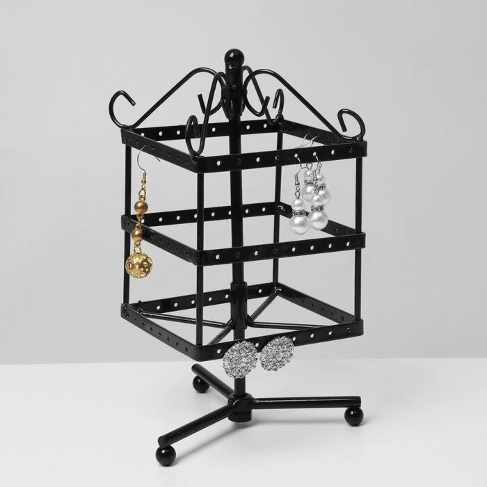 Подставка для украшений «Вертушка», 3 яруса, 48 пар, металл, 111128 см, цвет чёрный от компании Интернет - магазин Flap - фото 1