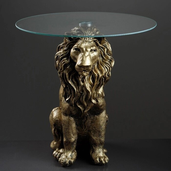 Подставка - стол "Лев сидя", бронза 57см ПОЛИСТОУН от компании Интернет - магазин Flap - фото 1