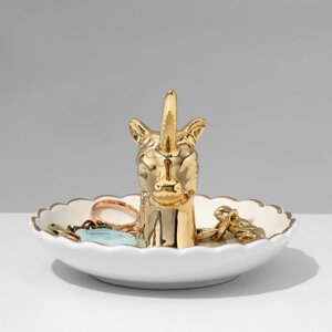 Подставка универсальная керамика «Единорог» 1411,5, цвет бело-золотой