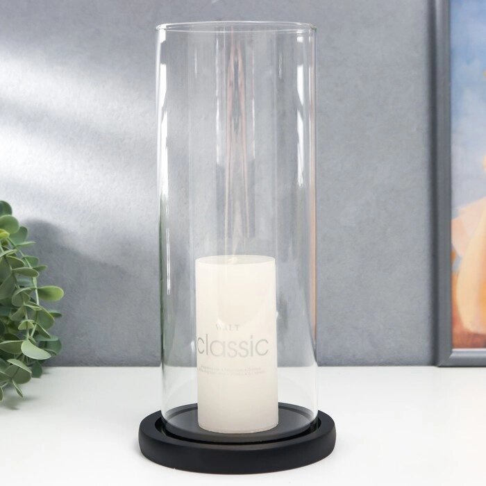 Подсвечник дерево, стекло на 1 свечу "Эстет" 21,5х12,5х12,5 см от компании Интернет - магазин Flap - фото 1