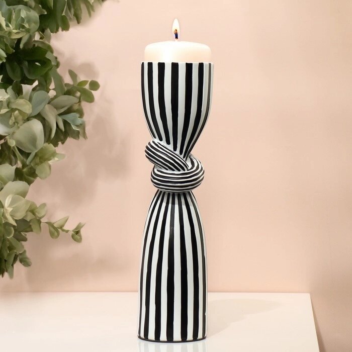 Подсвечник для одной свечи «Узел», цвет бело-черный 29,5 х 7,5 х 7,5 см от компании Интернет - магазин Flap - фото 1