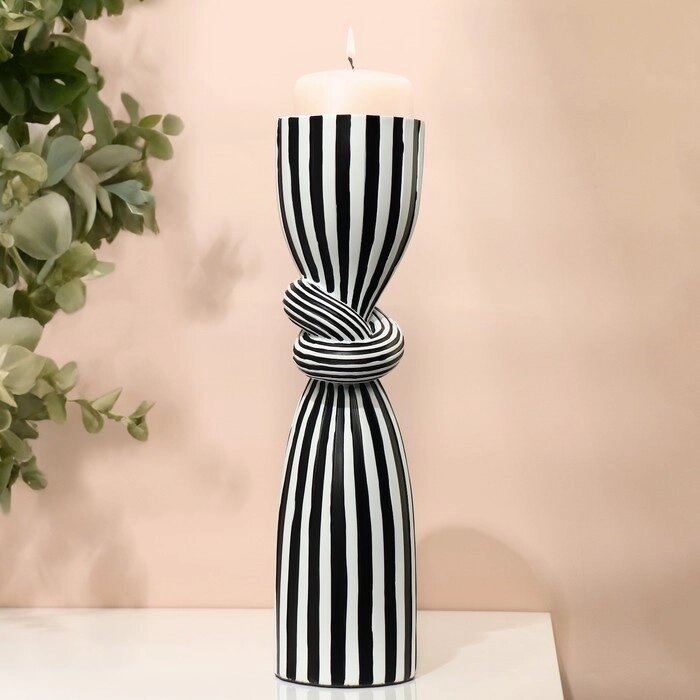 Подсвечник для одной свечи «Узел», цвет бело-черный 39 х 10,5 х 10,5 см от компании Интернет - магазин Flap - фото 1