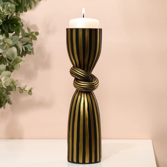 Подсвечник для одной свечи «Узел», цвет черно-золотой 29,5 х 7,5 х 7,5 см от компании Интернет - магазин Flap - фото 1