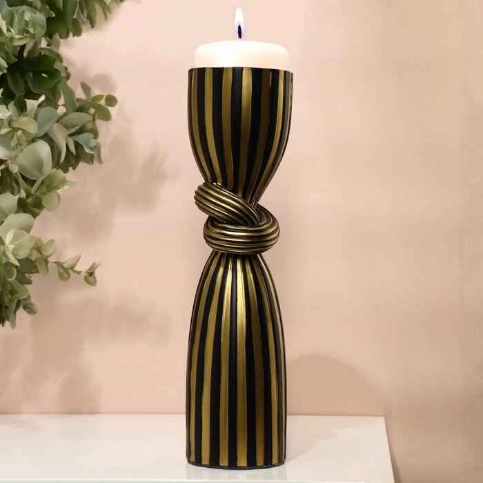 Подсвечник для одной свечи «Узел» цвет черно-золотой 39 х 10,5 х 10,5 см от компании Интернет - магазин Flap - фото 1