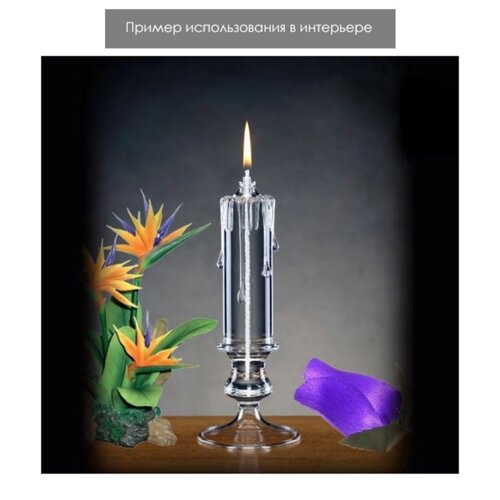 Подсвечник керосиновый стекло "Свеча с подтёками на подставке" прозрачный 26х6,2х6,2 см