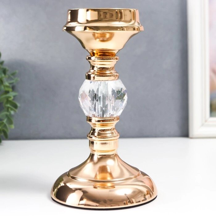 Подсвечник металл на 1 свечу "Классика - прозрачный шар" золото 19х11х11 см от компании Интернет - магазин Flap - фото 1